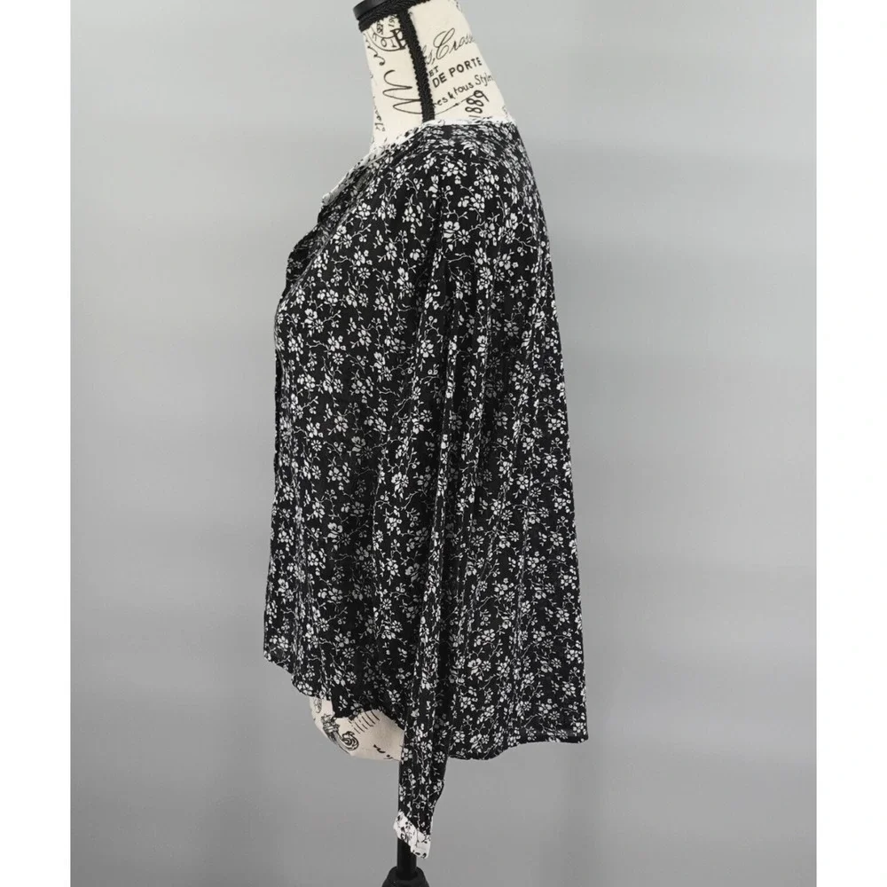 Madewell Top Small Black Meadow Branch‎ Floral Print-Mix